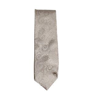 DKNY Donna Karan New York Men's Tie 100% Silk - Gold Paisley